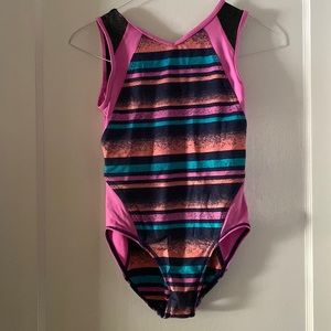 Ivivva by Lululemon Pink Striped Gymnastics and Dance Leotard